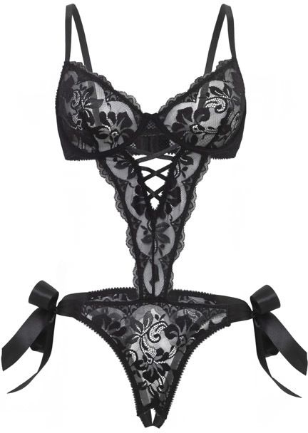Čierne crotchless body Charlee