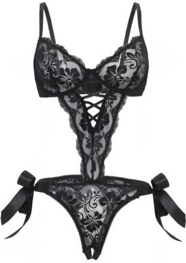 Čierne crotchless body Charlee