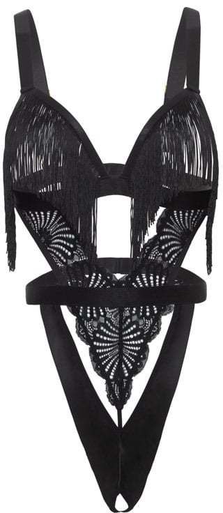 Čierne open bra body so strapcami Annika