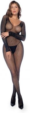 Čierne sieťované bodystockings s kamienkami 1131
