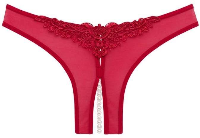 Červené crotchless nohavičky Paradise