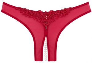 Červené crotchless nohavičky Paradise