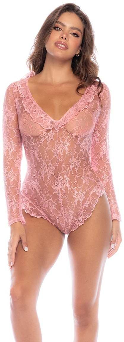 Ružové čipkované body 7599