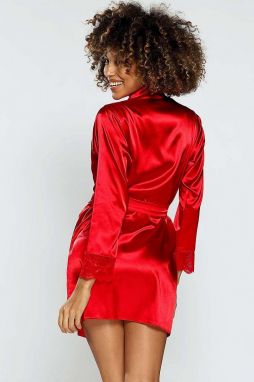 Červený krátky župan s čipkou Gosia