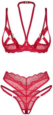 Červený dvojdielny crotchless set Cupide Desir