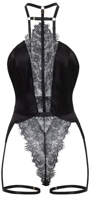 Čierne harness body s čipkou Winnie