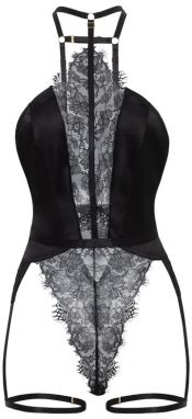 Čierne harness body s čipkou Winnie