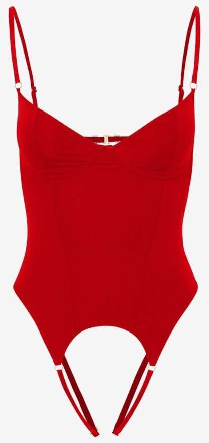 Červené crotchless body Rossa