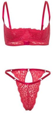 Fuchsiový dvojdielny crotchless set Kara