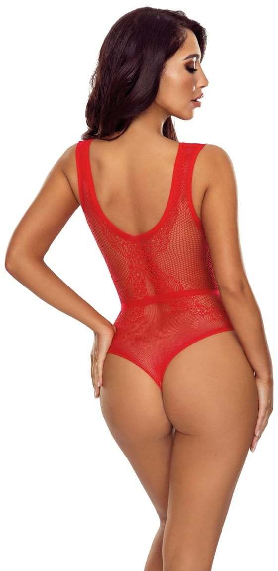 Červené crotchless body BS115