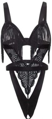 Čierne open bra body so strapcami Annika