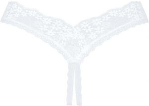 Biele crotchless tango nohavičky s čipkou Heavenlly