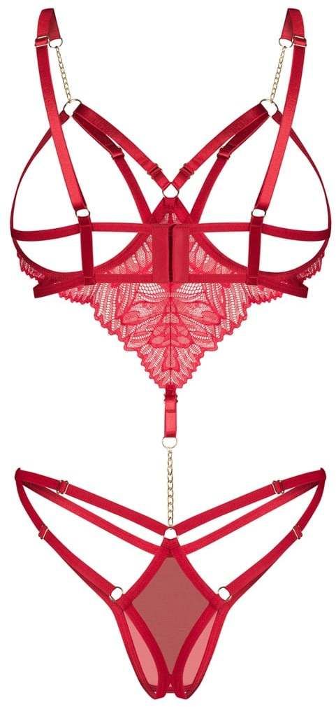 Červené crotchless body Matildea