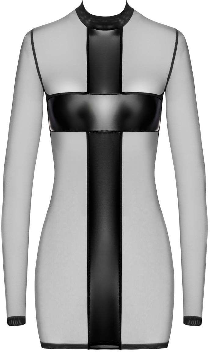 Čierne priesvitné mini šaty Crossfire Mesh