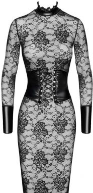 Čierne midi šaty Noirelle Lace Corset