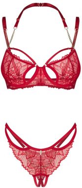Červený dvojdielny crotchless set Matildea
