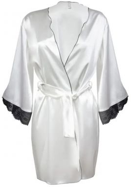 Smotanový saténový župan s čipkou Ola