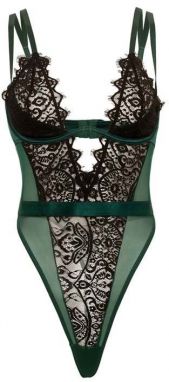 Čierno-zelené čipkované body Kenza