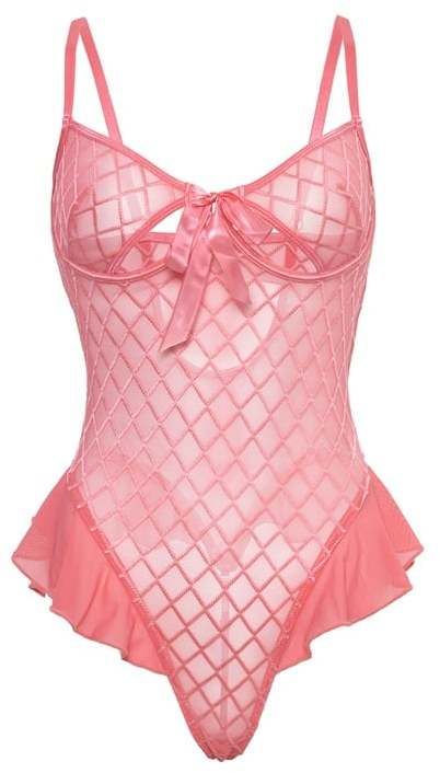 Ružové čipkované body Aubrielle