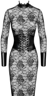 Čierne midi šaty Noirelle Lace Corset