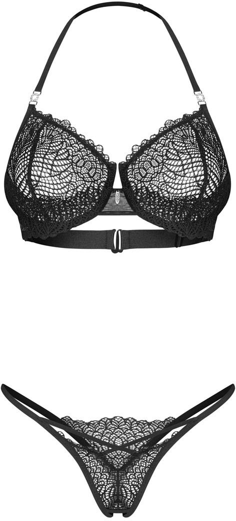 Čierny dvojdielny crotchless set Iliosa