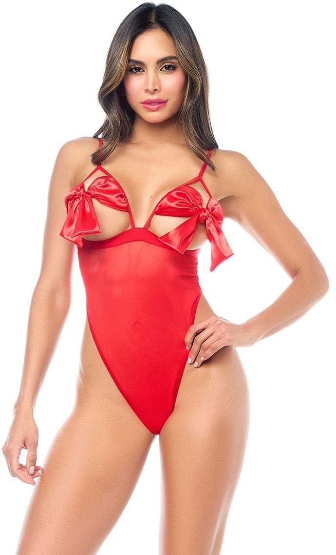 Červené body s mašlami 8973