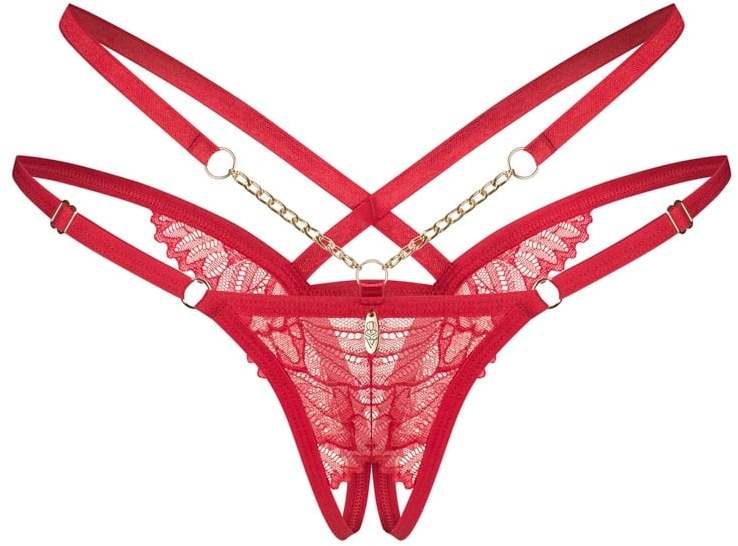 Červené crotchless tango nohavičky Matildea