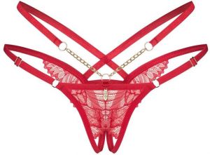 Červené crotchless tango nohavičky Matildea