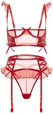 Červený trojdielny open-bra set Darcy