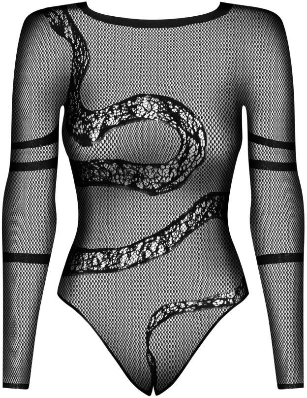 Čierne sieťované open crotch body B137