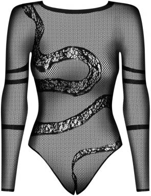 Čierne sieťované open crotch body B137