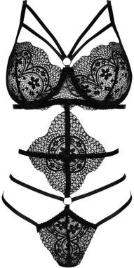 Čierne čipkované body Elaris