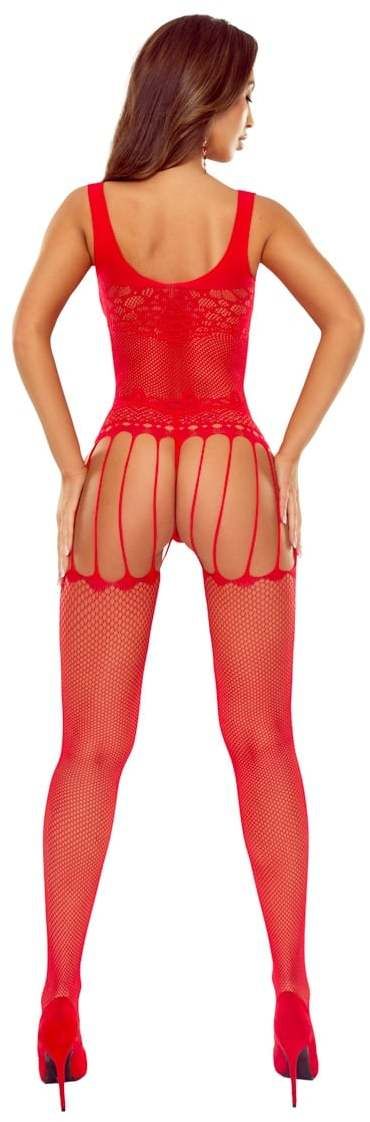 Červené sieťované bodystockings BS119