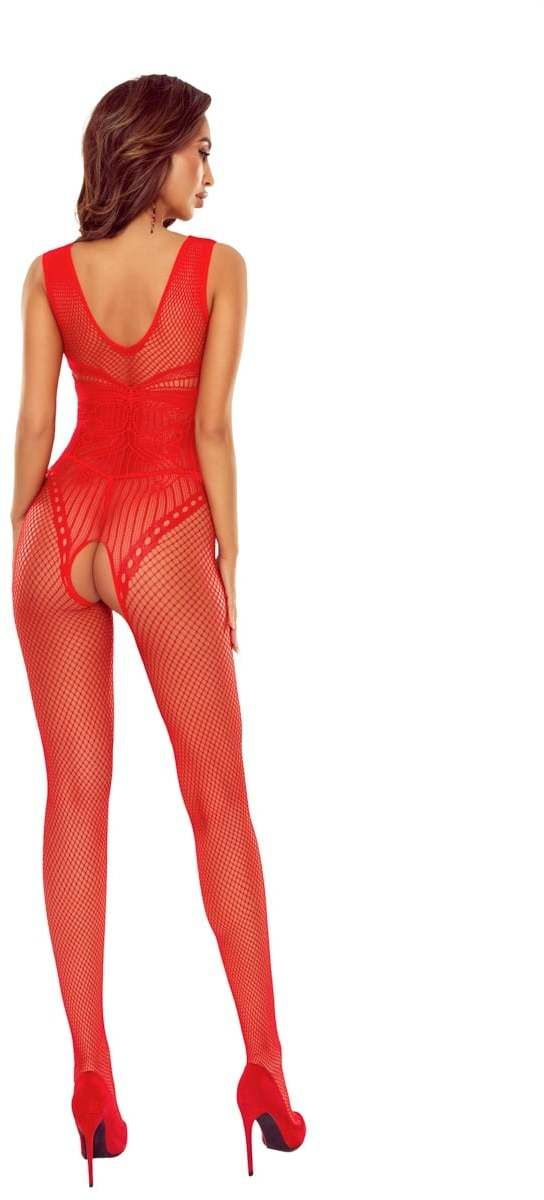 Červené sieťované bodystockings BS120