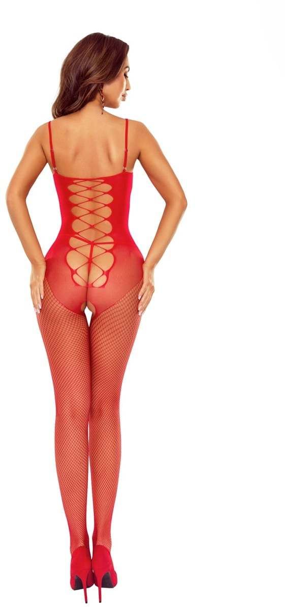 Červené sieťované bodystockings BS124