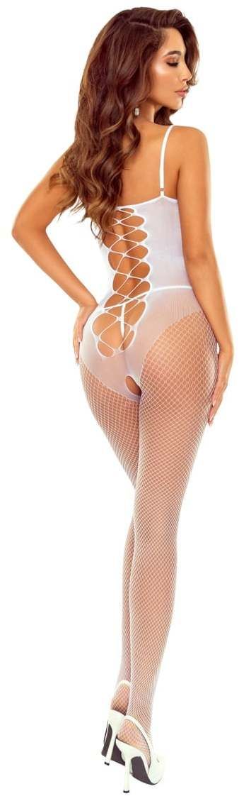 Biele sieťované bodystockings BS124