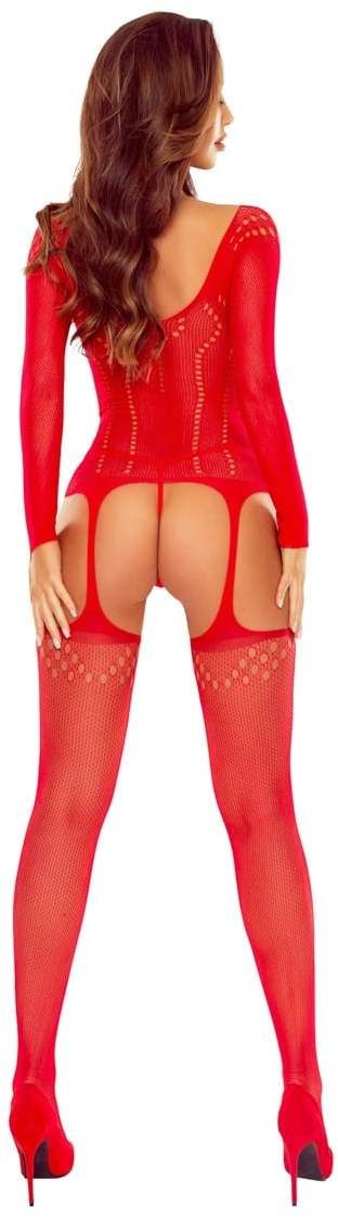 Červené sieťované bodystockings BS125