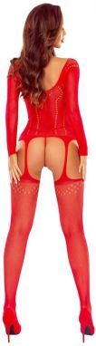 Červené sieťované bodystockings BS125