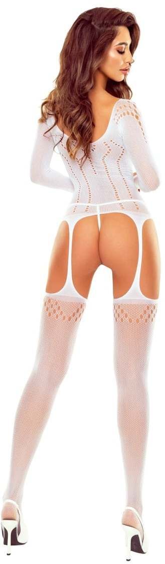Biele sieťované bodystockings BS125