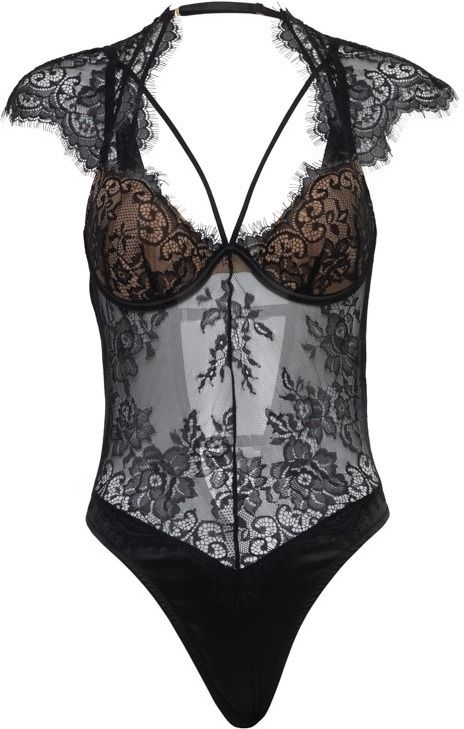 Čierne čipkované body Madelyn