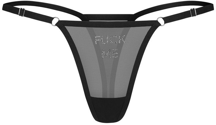 Čierne tango nohavičky s nápisom Violami Me