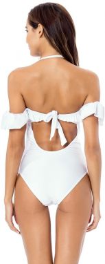 Biele vystužené plavky Off the Shoulder galéria