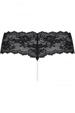 Čierne čipkované crotchless tangá Sensory Pearls galéria