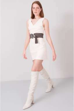 BSL Ecru faux leather dress