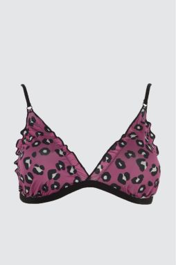 Trendyol Pink Leopard Print Triangle Bikini Top