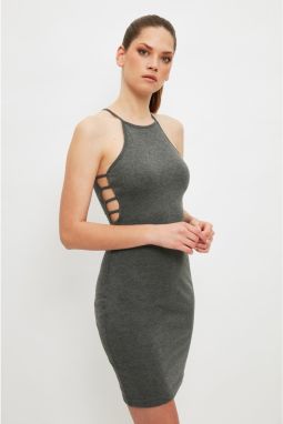 Trendyol Anthracite Halter Neck Knitted Dress