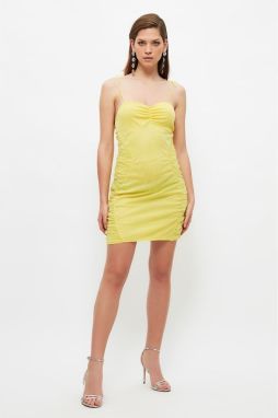 Trendyol Yellow Draped Detailed Tulle Dress