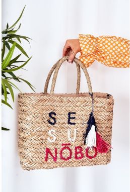 Braided Shopper Beach Bag NOBO XK00410 Beige