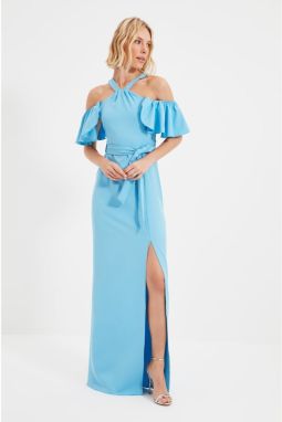 Trendyol Light Blue Collar Detailed Evening Dress & Graduation Dress