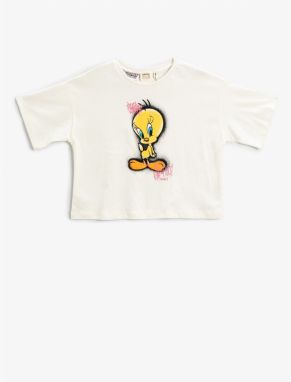 Koton Tweety Printed Crop T-Shirt Licensed Short Sleeved